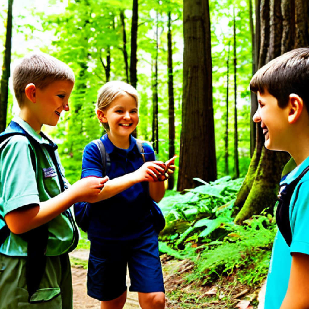 가족 단위 친환경 축제 프로그램 개발 - Nature-Based Adventure**
"A group of children and adults, fully clothed in hiking attire, are parti...