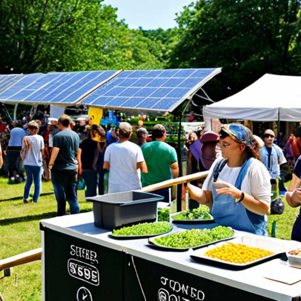친환경 축제를 위한 후원사 발굴 전략 - Sustainable Festival Scene**
"A vibrant and bustling family-friendly outdoor festival scene during ...