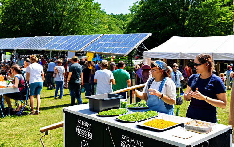 친환경 축제를 위한 후원사 발굴 전략 - Sustainable Festival Scene**
"A vibrant and bustling family-friendly outdoor festival scene during ...