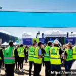 Home 22 축제 기획 시 고려해야 할 환경 법규 - A vibrant outdoor music festival scene during daytime, featuring a large crowd of diverse attendees ...